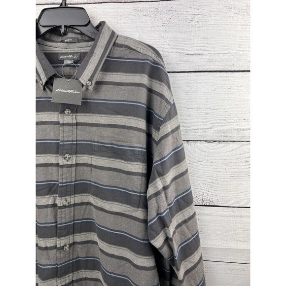 Eddie Bauer Plaid Field Flannel Shirt‎ Relaxed Fit Button Down Gray XL NWT - Picture 3 of 9